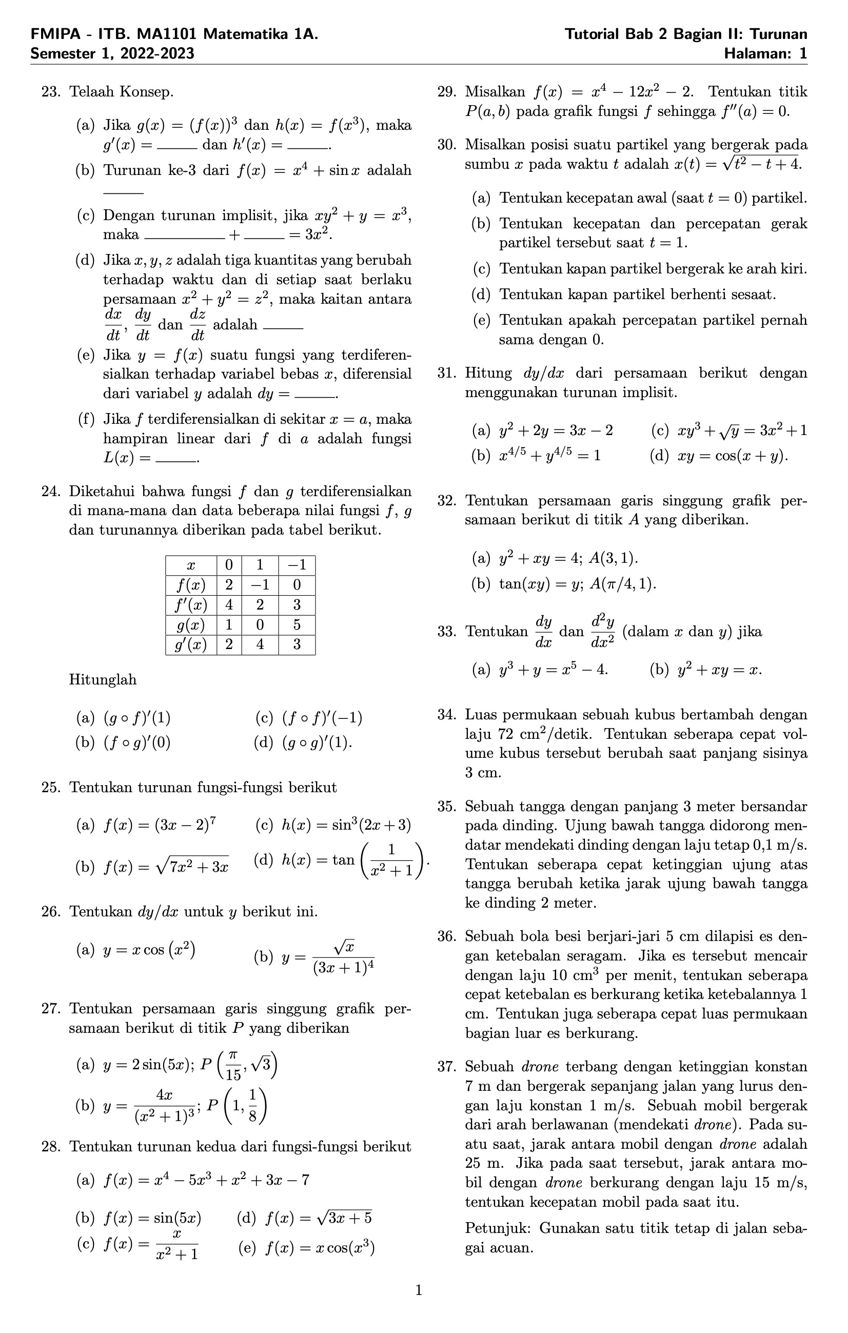 Tutorial Bab 2 Matematika 1A ITB Tahun 2022-2023 (Bagian II) | MES ...